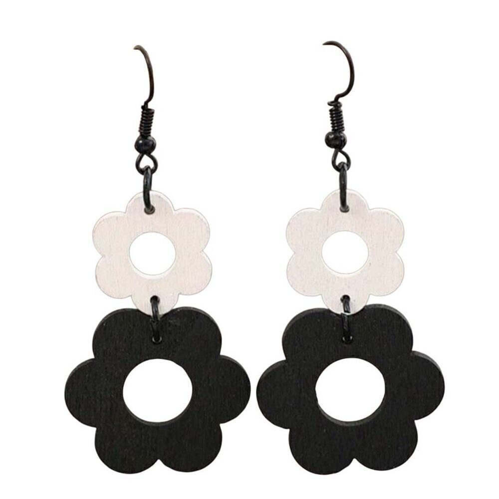 Black and White Flower Earrings